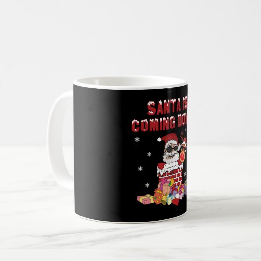 サンタは来煙突から出ている コーヒーマグカップ (正面左)