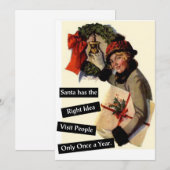 サンタは正しい考え方をしている ヴィンテージ 面白い ホリデー シーズンカード (正面/裏面)