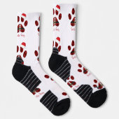 サンタは歩く。メリークリスマス.足のプリント犬。愛 ソックス (右)