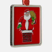 サンタは煙突に太りすぎた メタルオーナメント (右)