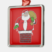 サンタは煙突に太りすぎた メタルオーナメント (左)
