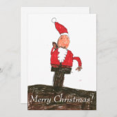 サンタは煙突のクリスマスカードで シーズンカード (正面/裏面)