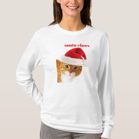 サンタは猫を引き裂きます Tシャツ (正面)