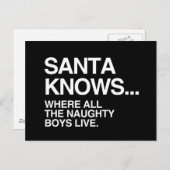 サンタは男の子のいけな住む場所を知っている – .png シーズンポストカード (正面/裏面)