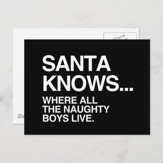 サンタは男の子のいけな住む場所を知っている – .png シーズンポストカード (正面/裏面)