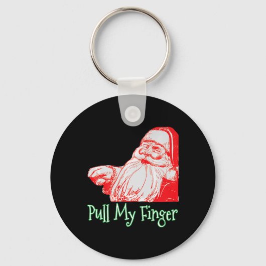 サンタは私の指を引くおもしろいクリスマスファートユーモアPr キーホルダー (正面)