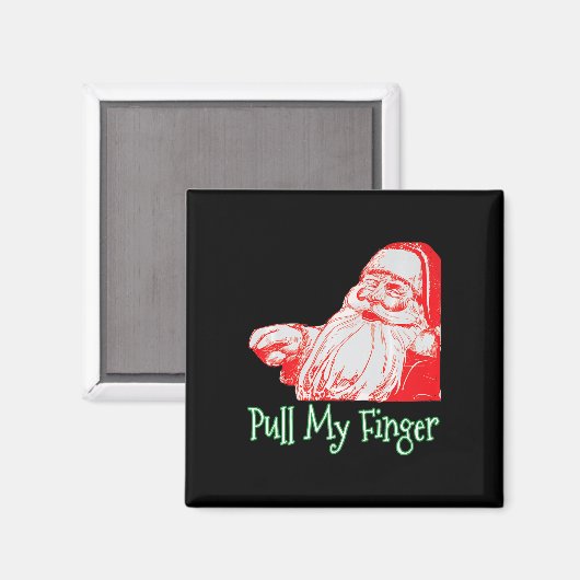 サンタは私の指を引くおもしろいクリスマスファートユーモアPr マグネット (正面/裏面)