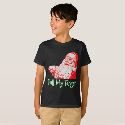 サンタは私の指を引くおもしろいクリスマスファートユーモアPr Tシャツ (正面フル)