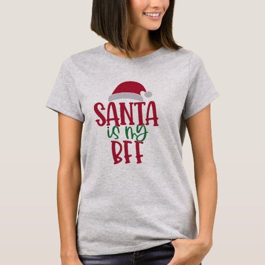 サンタは私のBFFクリスマスギフトおもしろいfor Besties Tシャツ (正面)