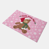 サンタは私を愛してる！クリスマステディベア雪 ドアマット (アングル)