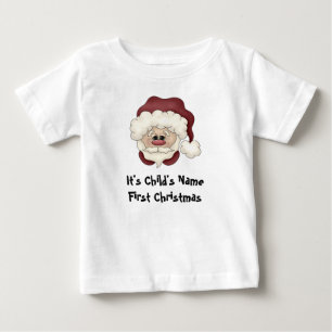 サンタは第1クリスマスのTシャツに直面します ベビーTシャツ