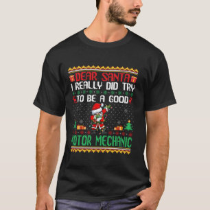 サンタは良い運動をする整備士おもしろいキリスト Tシャツ