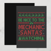 サンタは見ているよ メカニックに優しくね 面白い 招待状 (正面/裏面)