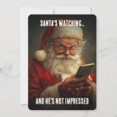 サンタは見ている... でも感心してないよ！皮肉なクリスマスカード シーズンカード (正面)
