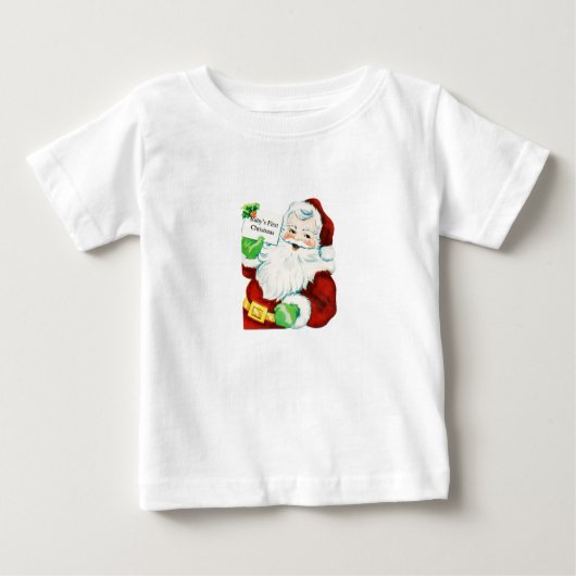サンタは言います: Babysの初めてのクリスマス ベビーTシャツ (正面)