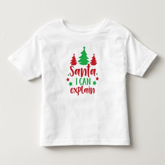 サンタは説明できる、木々、星、クリスマス、クリスマス トドラーTシャツ (正面)
