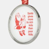 サンタは豊富な子供に多くを与えます メタルオーナメント (左)