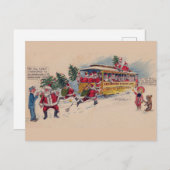 サンタは電車のヴィンテージデザイン シーズンポストカード (正面/裏面)