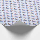 サンタは飛行機のプレゼントを提供します ラッピングペーパー (角)