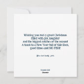 サンタは魚の上に座っている。 シーズンカード (裏面)