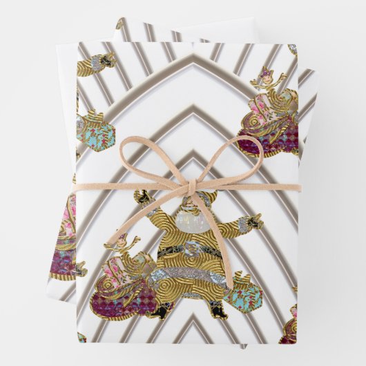 サンタは3年のクリスマスに向かう ラッピングペーパーシート (インサイチュ)