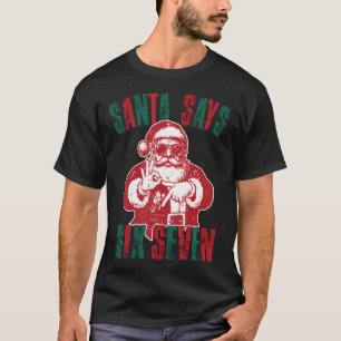 サンタは67がおかしいと言っています メリークリスマス 67の面白いミーム クリスマスのヴィンテージ Tシャツ