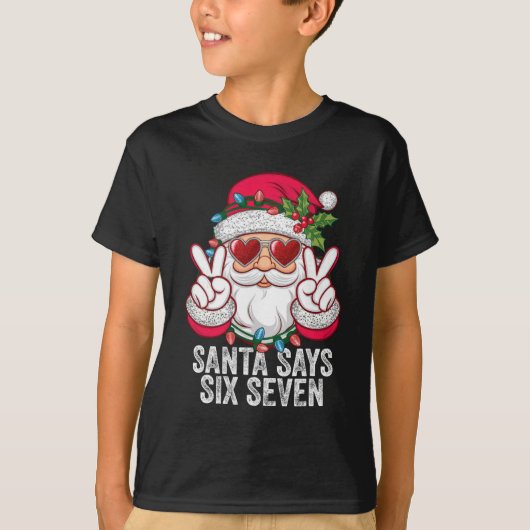サンタは67が面白いと言ってる クリスマス67ミーム サンタ Tシャツ (正面)