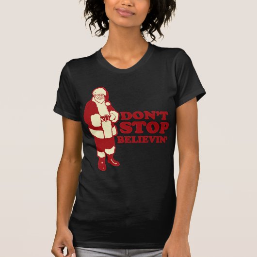 サンタは、Believinをストップ Tシャツ (正面)