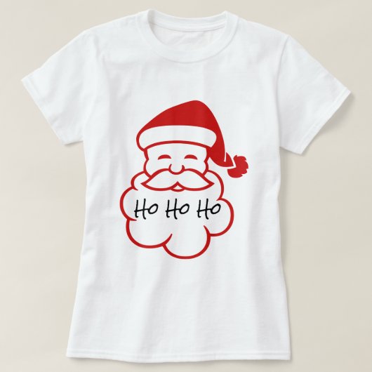 サンタはHo Ho Ho最小主義の白いTシャツに直面します Tシャツ (デザイン正面)