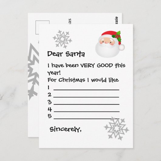 サンタへのはがき親愛- Santaお願い… ポストカード (正面/裏面)