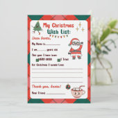サンタへのレトロな手紙の願いリスト 招待状 (スタンド正面)