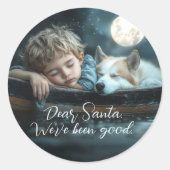 サンタへの愛情あふれるホリデー写真 ラウンドシール (正面)