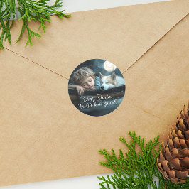 サンタへの愛情あふれるホリデー写真 ラウンドシール