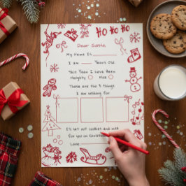 サンタへの手描き落書きレター 招待状