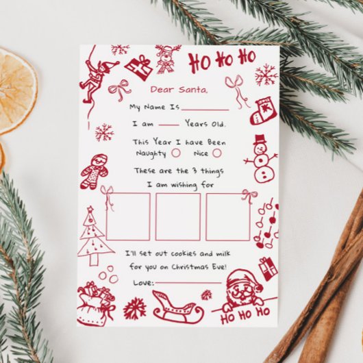 サンタへの手描き落書きレター 招待状