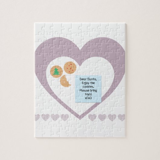 サンタへの手紙 お菓子 プレゼント 紫ハート ジグソーパズル (縦)