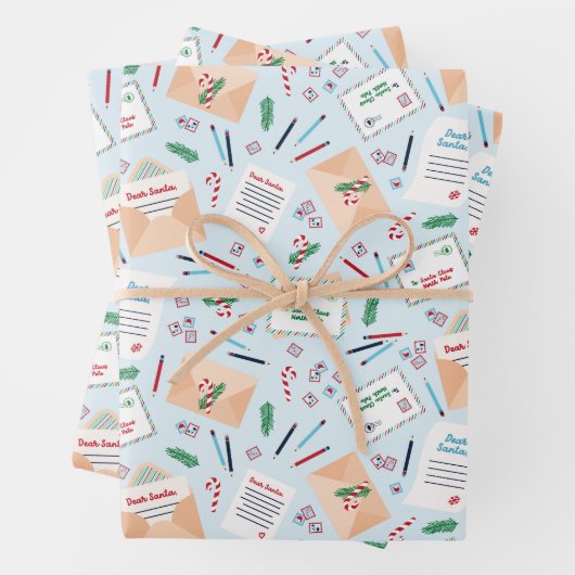 サンタへの手紙 ビンテージクリスマスの郵便物のパターン  ラッピングペーパーシート (インサイチュ)