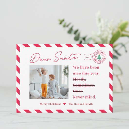 サンタへの手紙 子供のクリスマス フォト カード (スタンド正面)