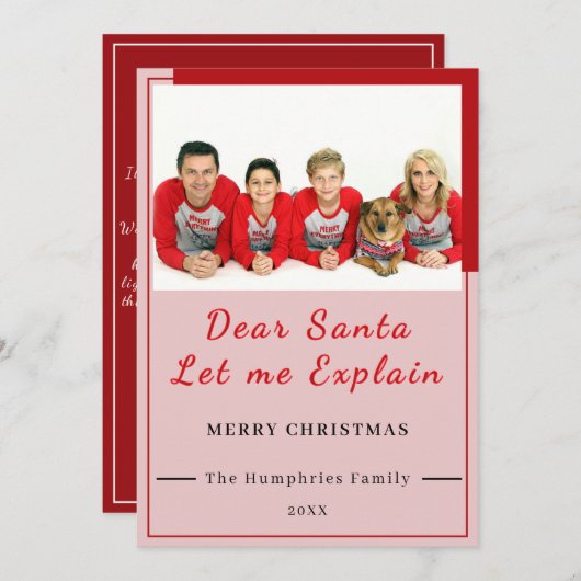 サンタへの手紙、説明させて - 楽しい写真 クリスマス サンキューカード (正面/裏面)