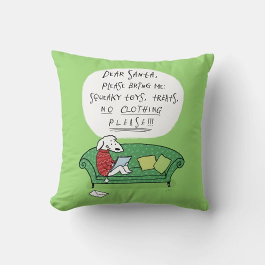 サンタへの犬の手紙 – クリスマスおもしろいデザイン クッション (正面)