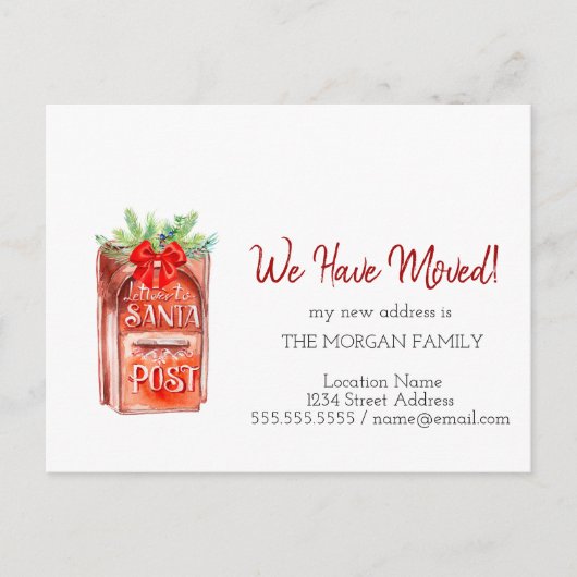 サンタへの郵便受け取り移動した 案内ポストカード (正面)