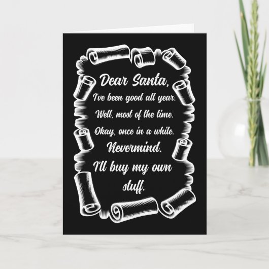 サンタへの面白手紙 クリスマス Xmas プレゼント カード (正面)