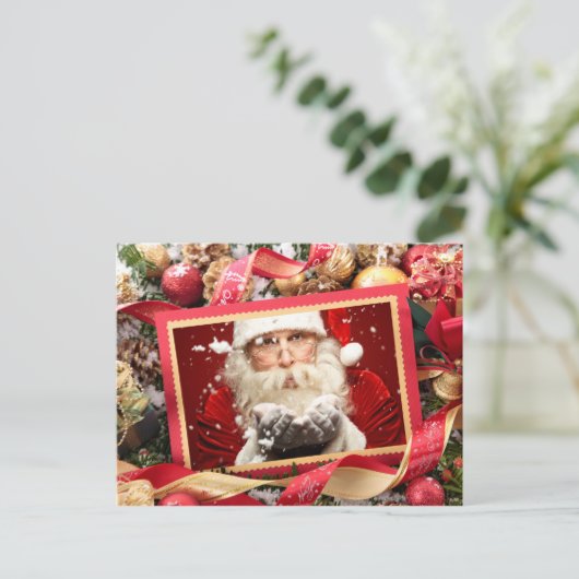 サンタまたはYOUR PHOTOカスタムクリスマスカード シーズンポストカード (スタンド正面)