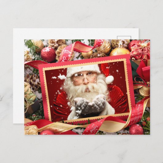 サンタまたはYOUR PHOTOカスタムクリスマスカード シーズンポストカード (正面/裏面)