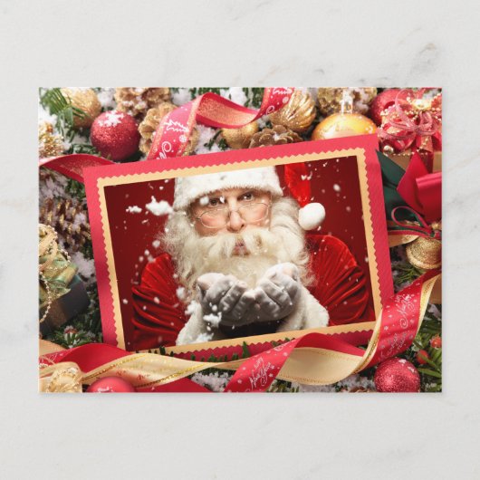 サンタまたはYOUR PHOTOカスタムクリスマスカード シーズンポストカード (正面)