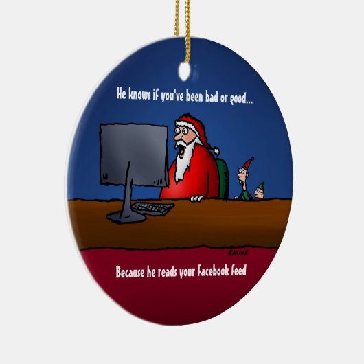 サンタもしオーナメントが悪いって知おもしろいってる セラミックオーナメント (右)