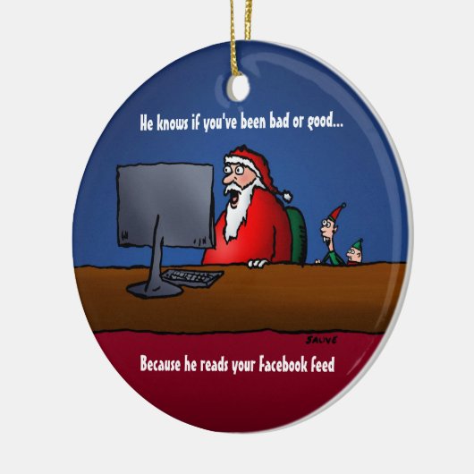 サンタもしオーナメントが悪いって知おもしろいってる セラミックオーナメント (左)