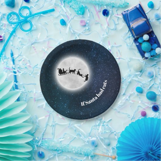 サンタもしーは猫を持っていたおもしろいクリスマスホリデーセラミック ペーパープレート (パーティー)