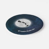 サンタもしーは猫を持っていたおもしろいクリスマスホリデーセラミック ペーパープレート (アングル)