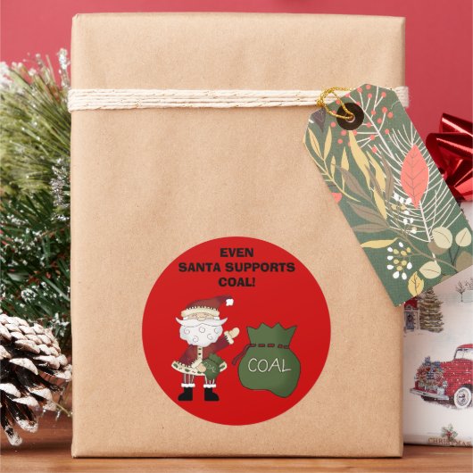 サンタも石炭をサポート!ステッカー ラウンドシール (クリスマス)